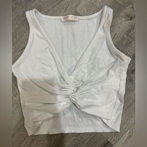 ROMWE White Twist Front Tank Top
